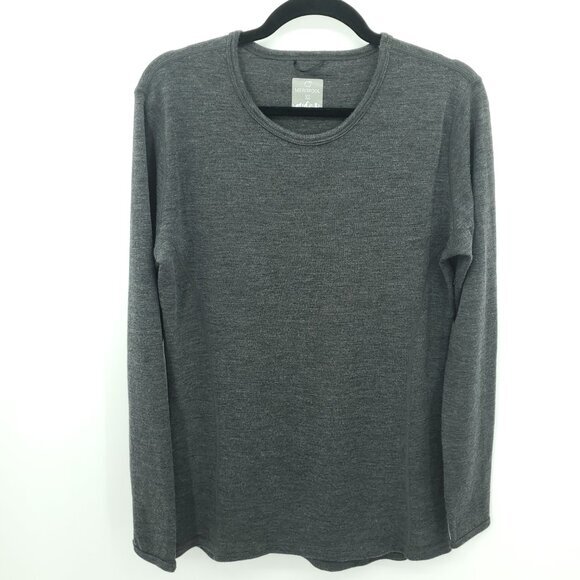 Men's Meriwool 100% Wool Mid-Weight Crew Neck Base Layer Long Sleeve Tee XL Gray - Picture 1 of 16